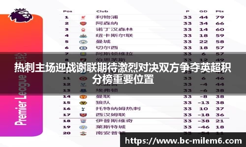 热刺主场迎战谢联期待激烈对决双方争夺英超积分榜重要位置